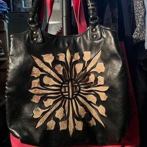 Black and Tan Designer Tote Bag Nine West